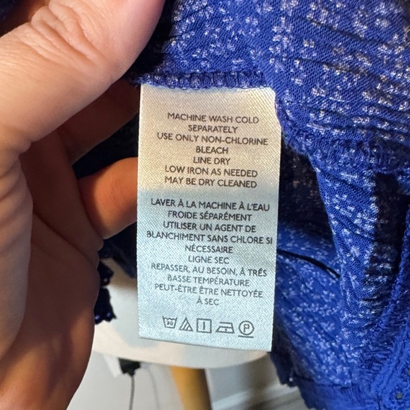 Free People cottage core  Navy Floral Blouse - Picture 4 of 7